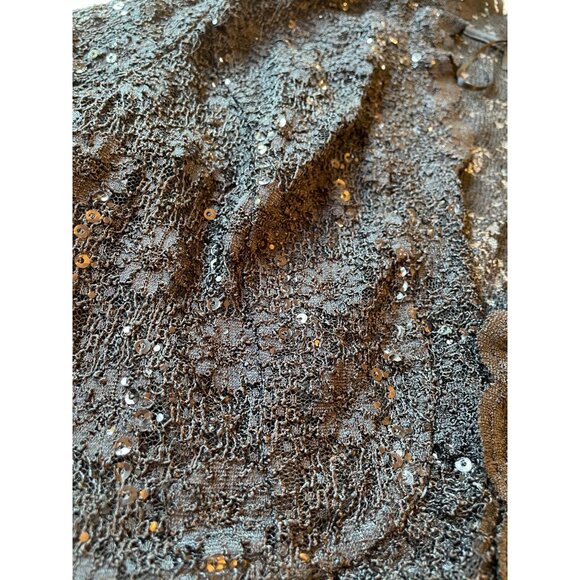 Vintage Black Lace Long Sleeve Top With Sequins - Size L Whimsygoth Cutegoth Y2K - Picture 9 of 10